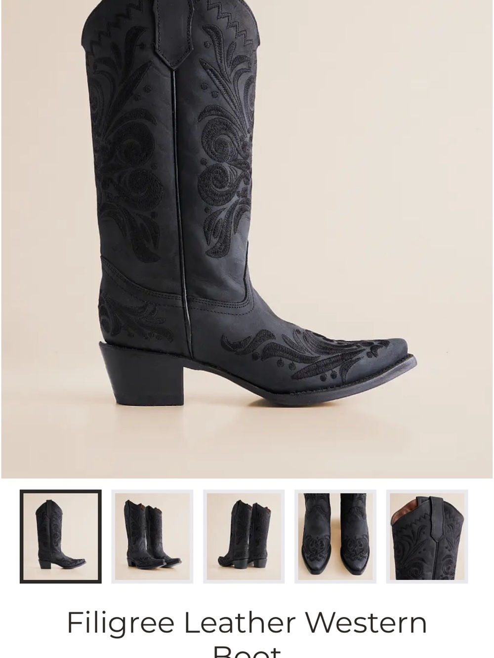 Circle G Black Filigree Leather Western Boots